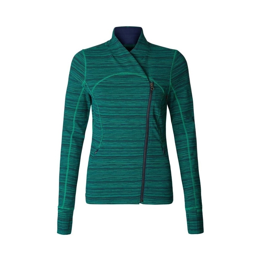 Lululemon Precision Jacket Sz 4 Green Cyber Jungle Hero Blue Front Zip Active